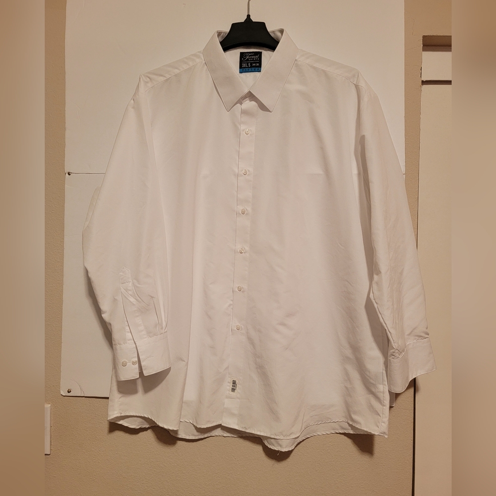 Formal Shirts Men's 100% Luxe Microfiber Polye White Long Sleeve size,3XL 34/35